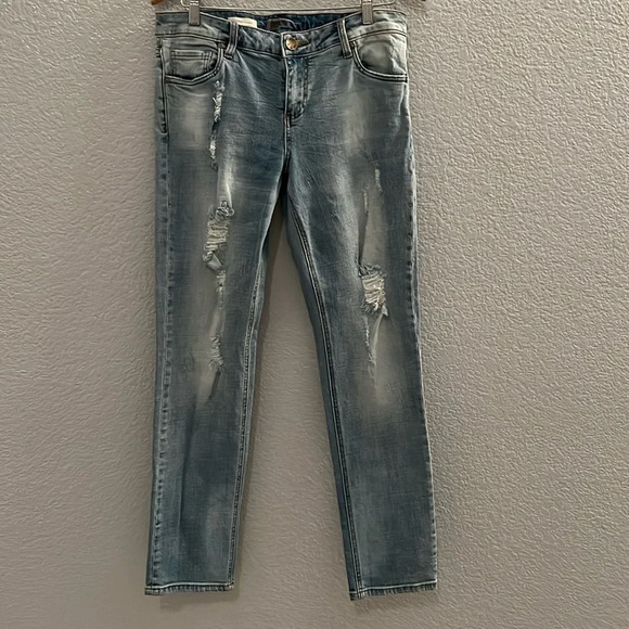 Kut From The Cloth Catherine Straight Distressed Boyfriend Jeans Size 8 - Picture 1 of 8